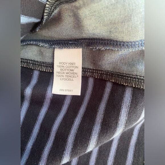 J.Jill Dress Mixed Media Shirttail  Striped Womens Size 1X  Blue Denim Pockets - Picture 12 of 15